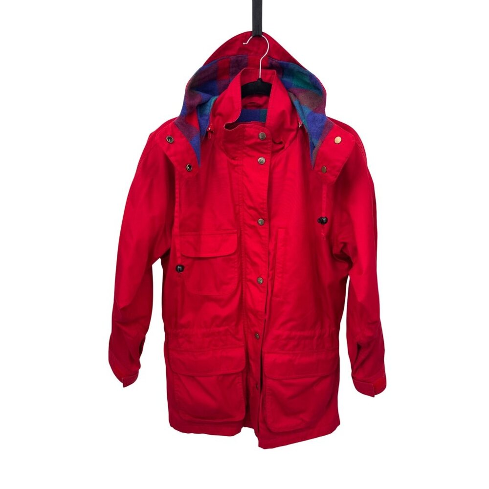 Vintage Eddie Bauer Barn Chore‎ Coat Womens Medium Red Wool Lined Pockets